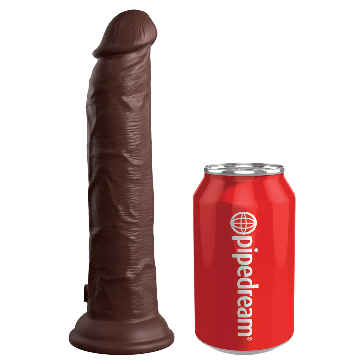 King Cock Elite 9" Dual Density Vibrating Silicone Cock with Remote - Brown - Thorn & Feather