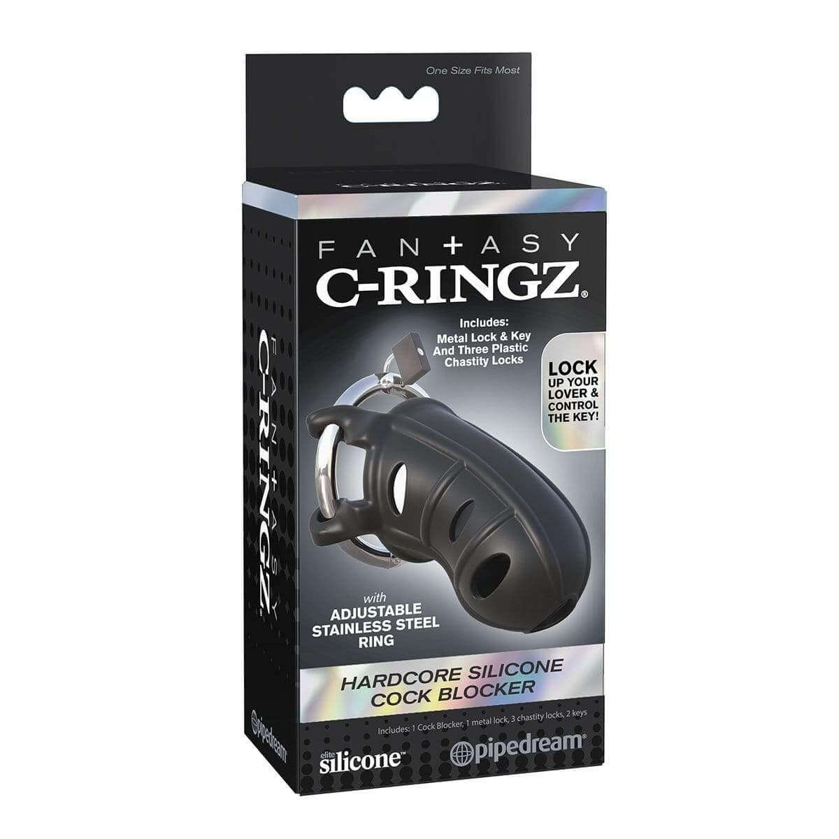 Fantasy C-Ringz Hardcore Silicone Cock Blocker - Black - Thorn & Feather