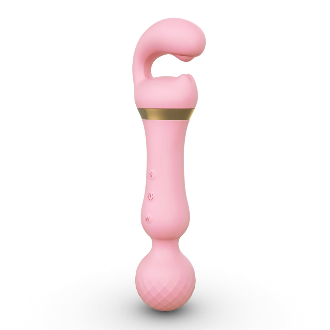 Gem Scepter Clitoral Stimulation Wand Vibrator - Light Pink - Thorn & Feather