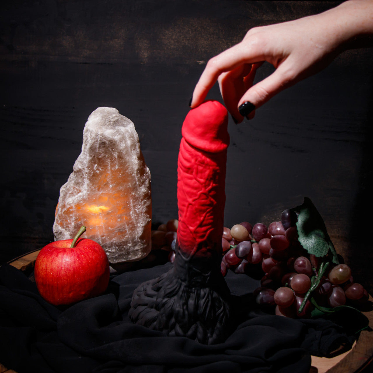 The Realm Lycan Lock On Werewolf Dildo - Red/Black - Thorn & Feather