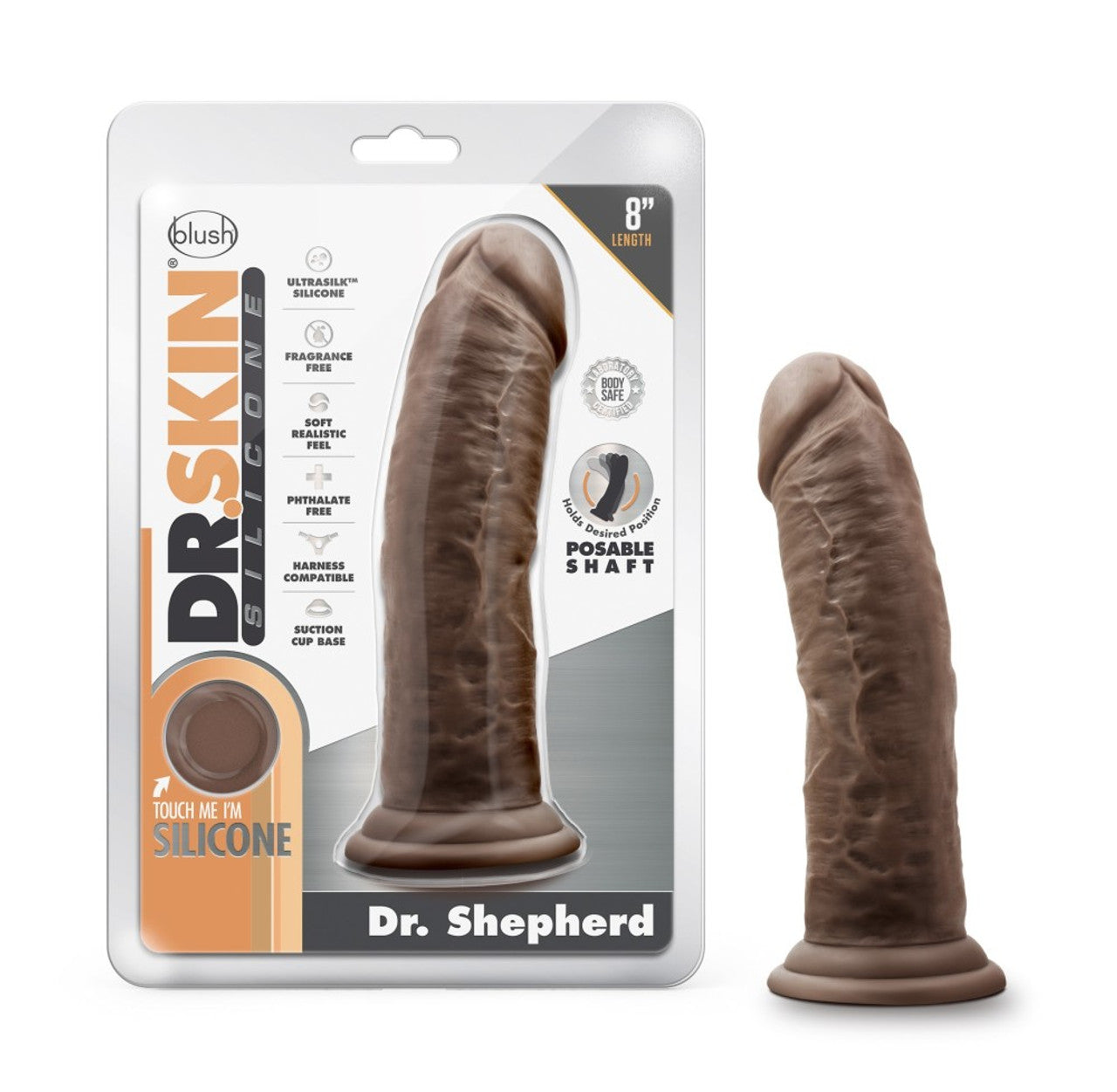 8 Inch Dildo with Suction Cup - Chocolate - Thorn & Feather