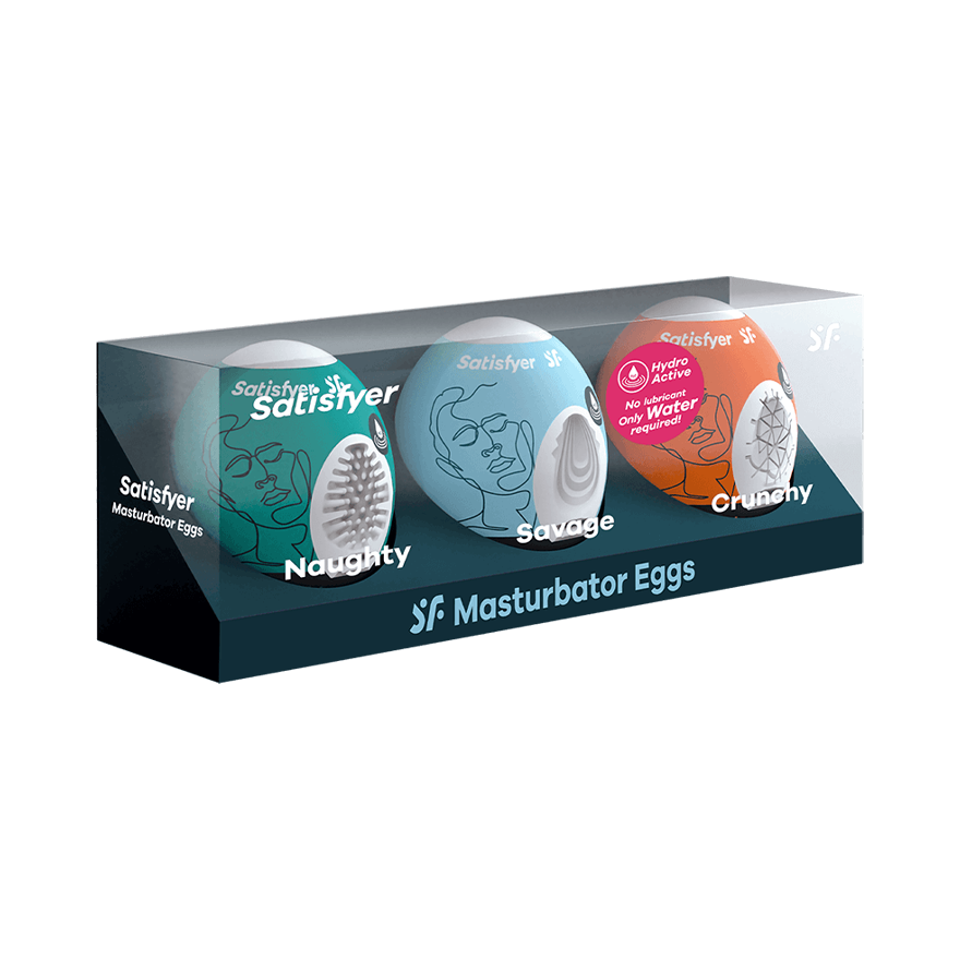 Satisfyer Masturbator Egg - 3 piece Set (Naughty, Savage, Crunchy) Assorted - Thorn & Feather