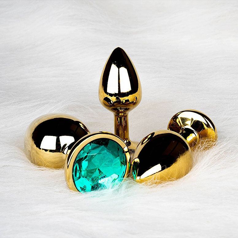 Round Gem Butt Plug - Medium, Emerald Green