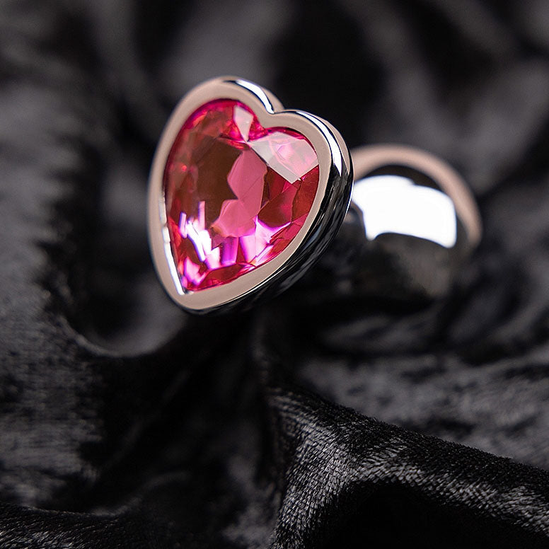 Heart Gem Butt Plug - Medium, Rubellite Pink