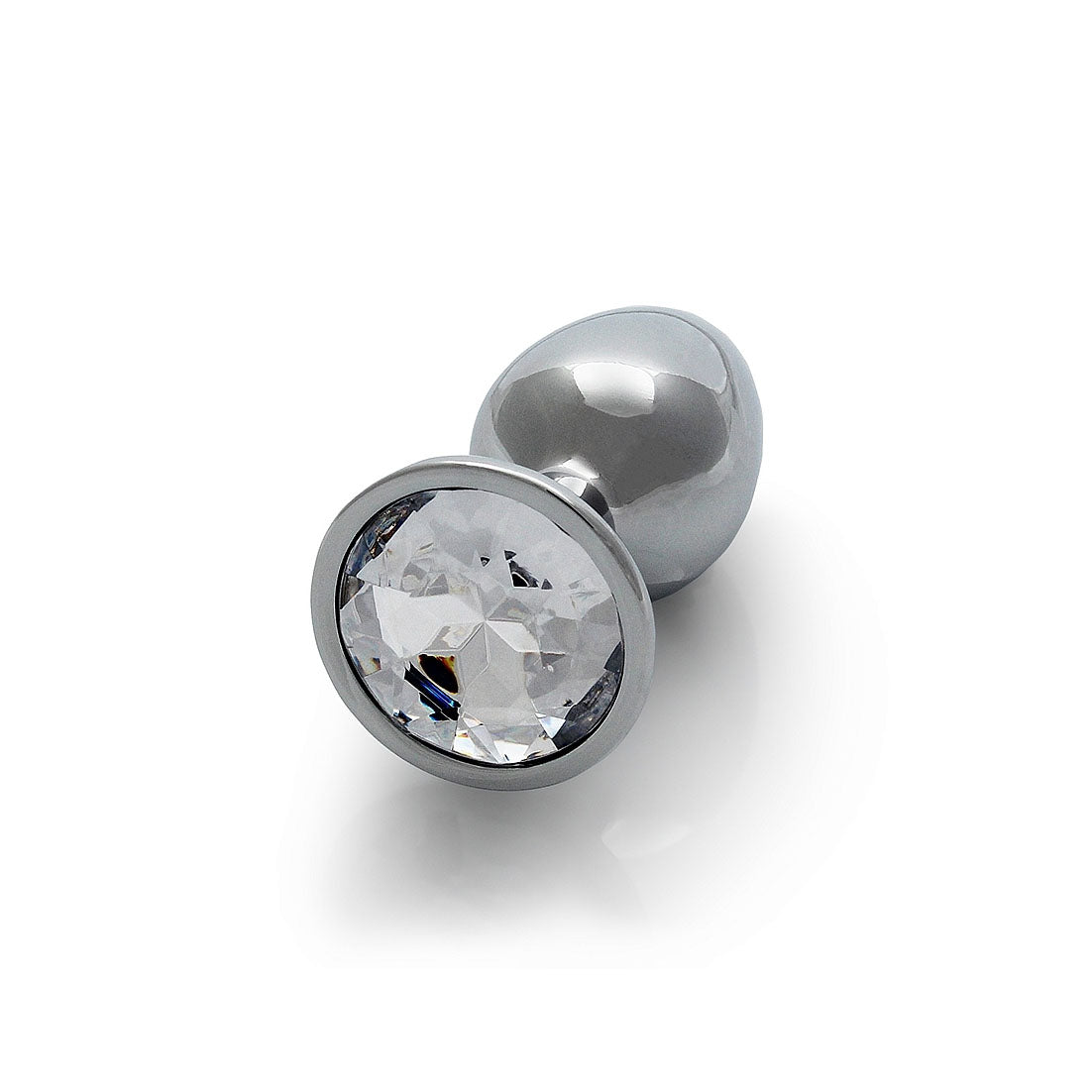 Round Gem Butt Plug - Small, Diamond