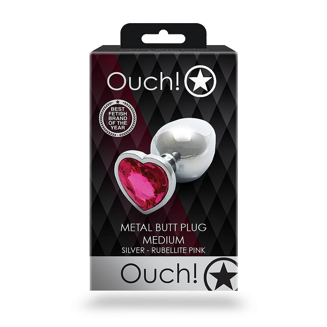 Heart Gem Butt Plug - Medium, Rubellite Pink