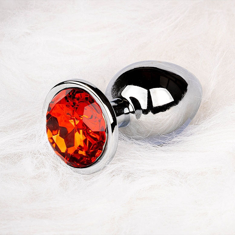 Round Gem Butt Plug - Medium, Ruby Red