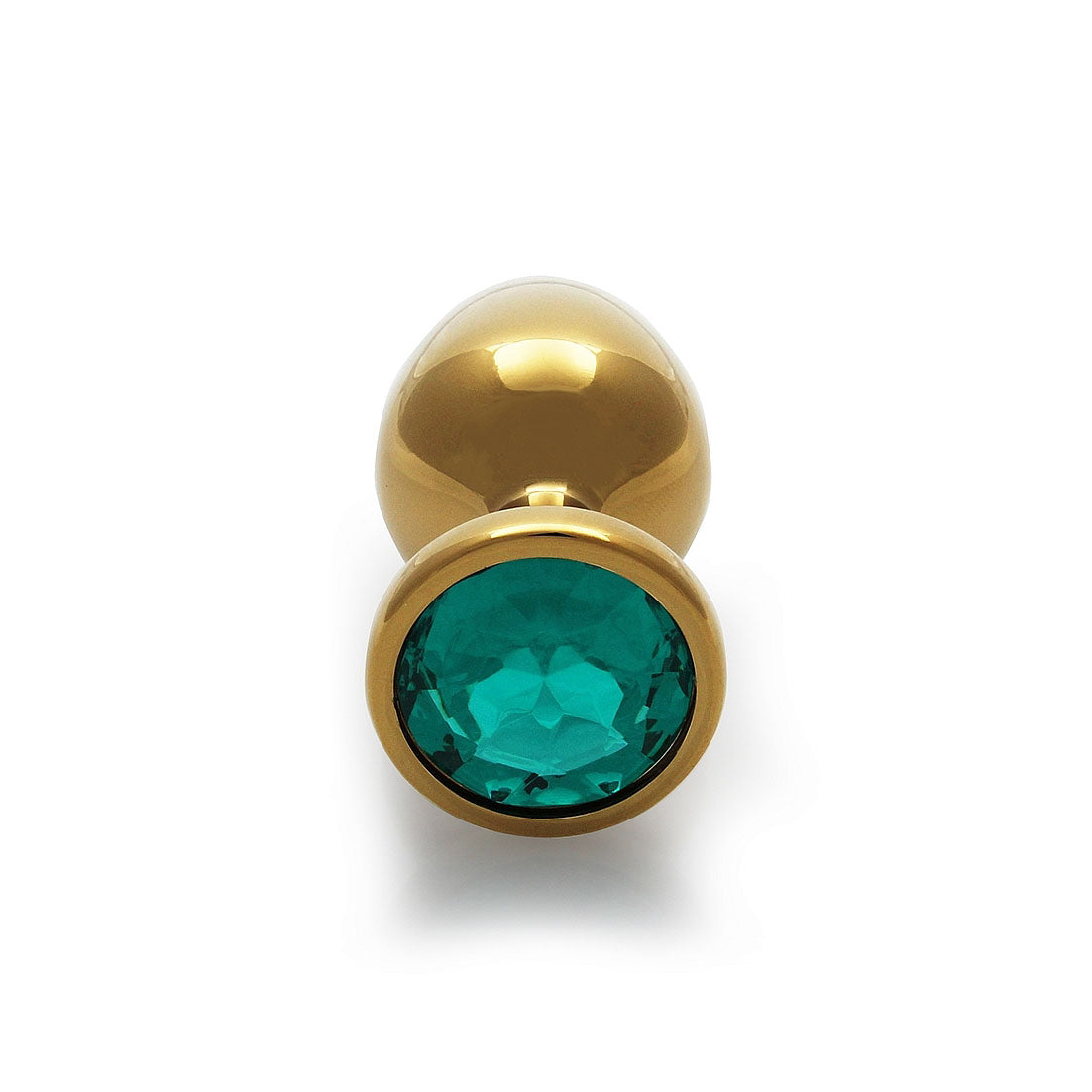 Round Gem Butt Plug - Large, Emerald Green