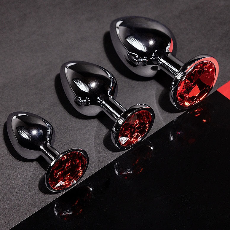 Round Gem Butt Plug - Medium, Ruby Red