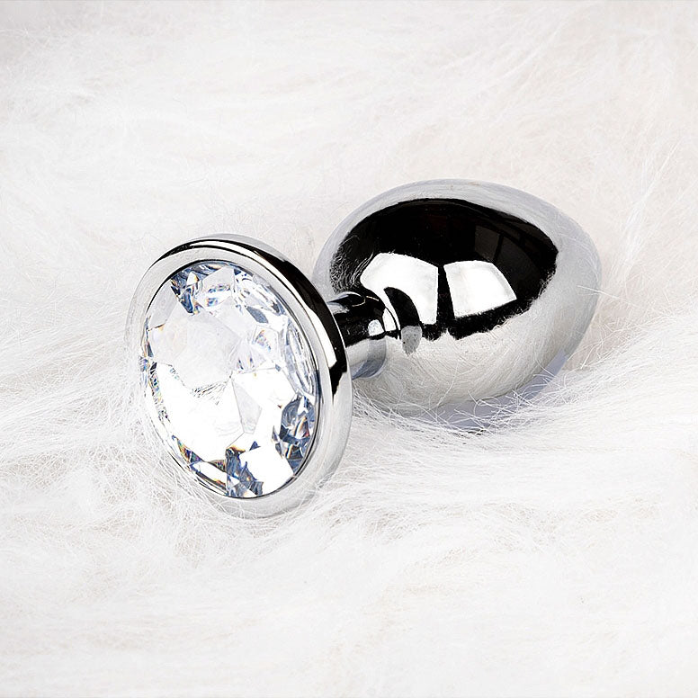 Round Gem Butt Plug - Medium, Diamond