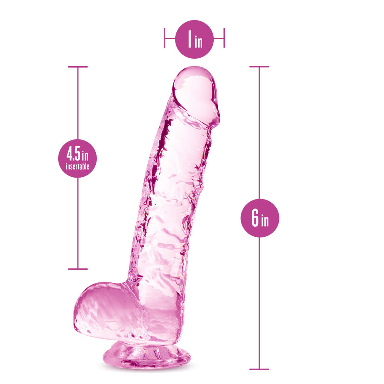 Naturally Yours 6" Crystalline Dildo - Rose