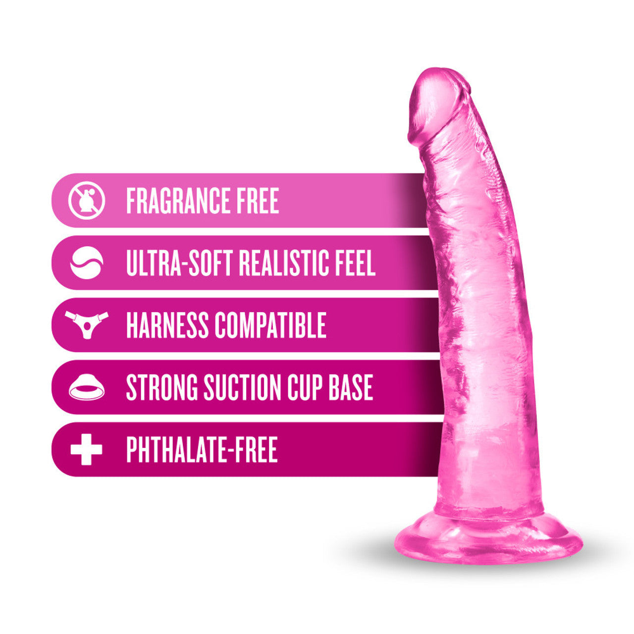 B Yours Plus Lust n' Thrust 7 Inch Dildo - Pink