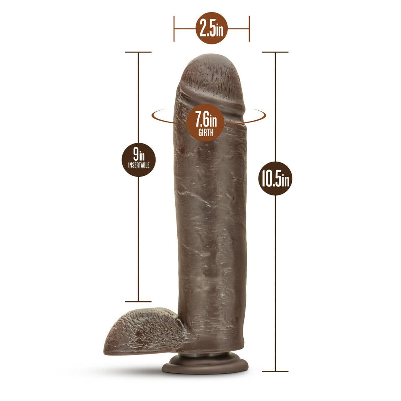 Dr. Skin Mr. Mister 10.5" Dildo with Suction - Chocolate - Thorn & Feather