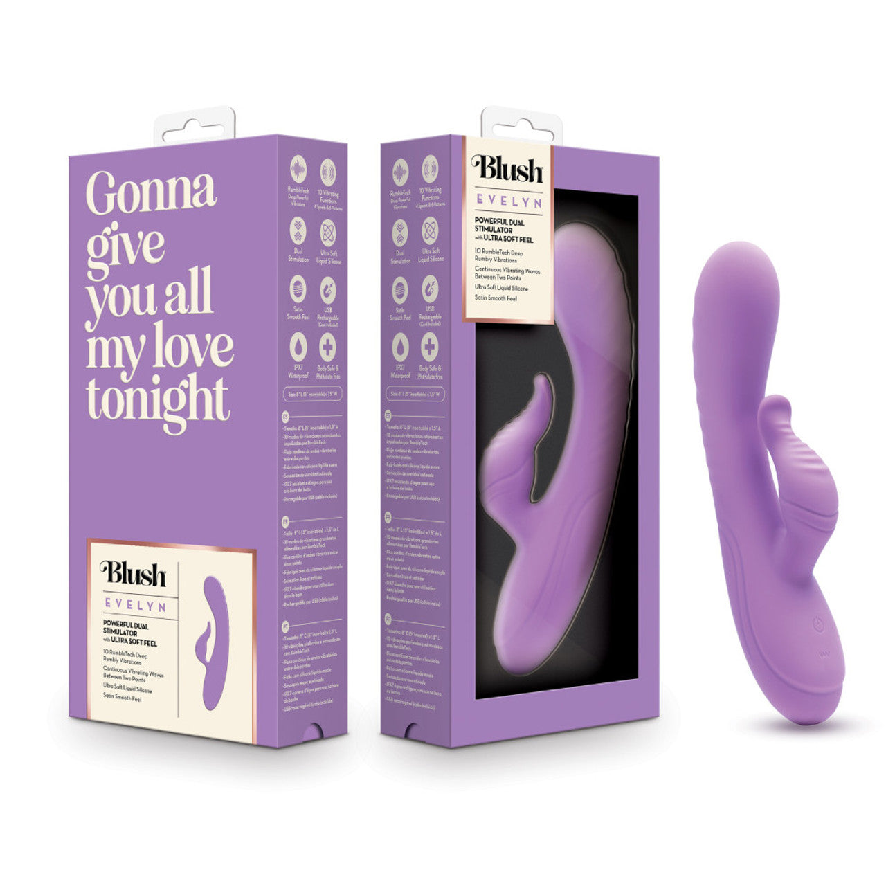 Blush Evelyn Rabbit Dual Vibrator - Purple