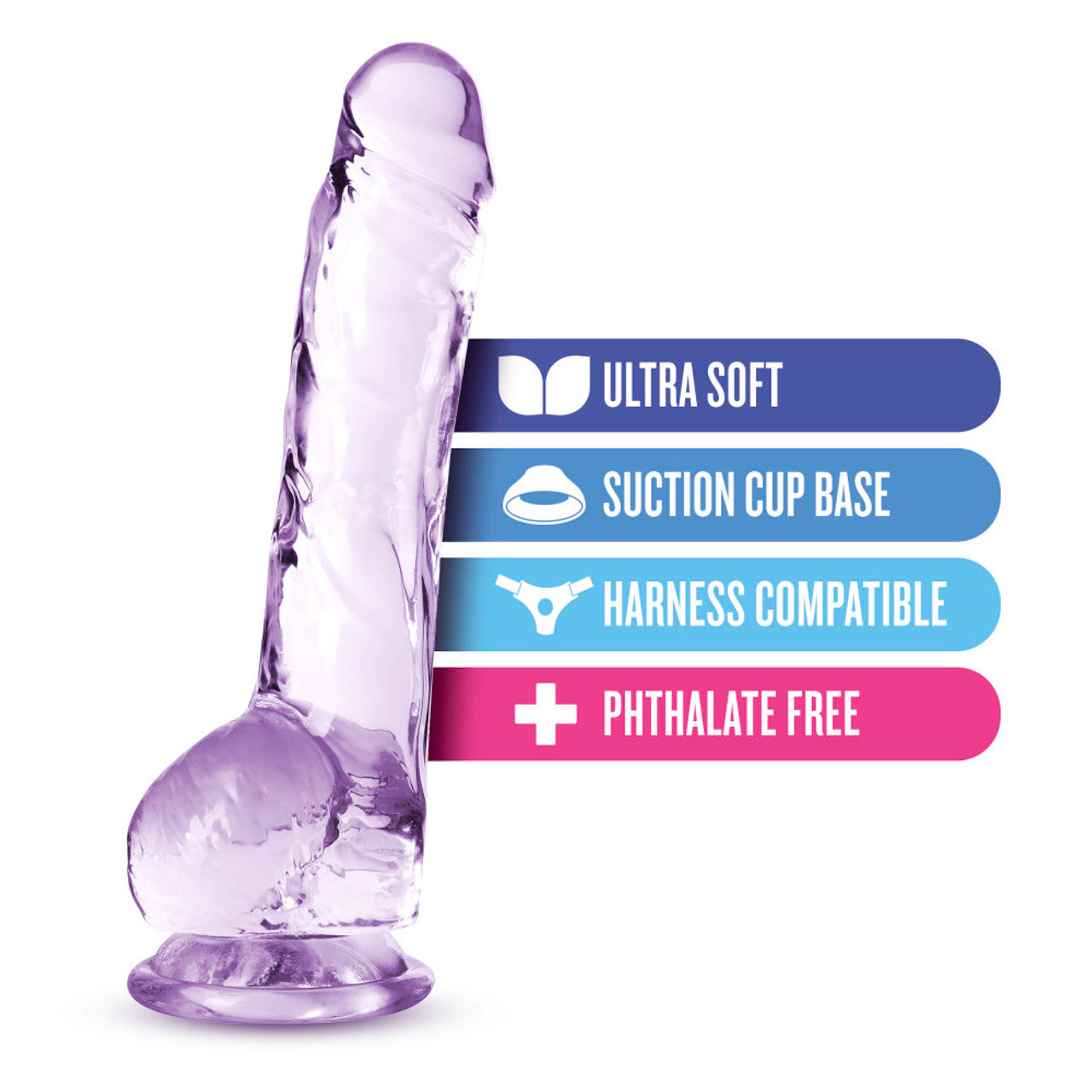 Naturally Yours 8" Crystalline Dildo - Amethyst