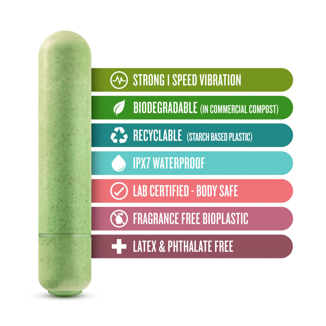 Gaia Eco Biadegradable Bullet Vibrator - Green - Thorn & Feather