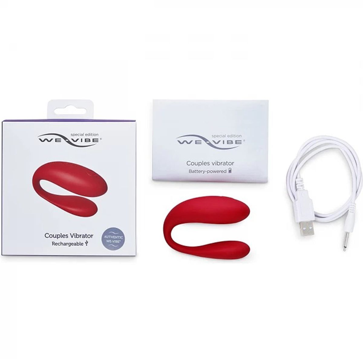 We-Vibe Special Edition Rechargeable Couples Vibrator - Red - Thorn & Feather