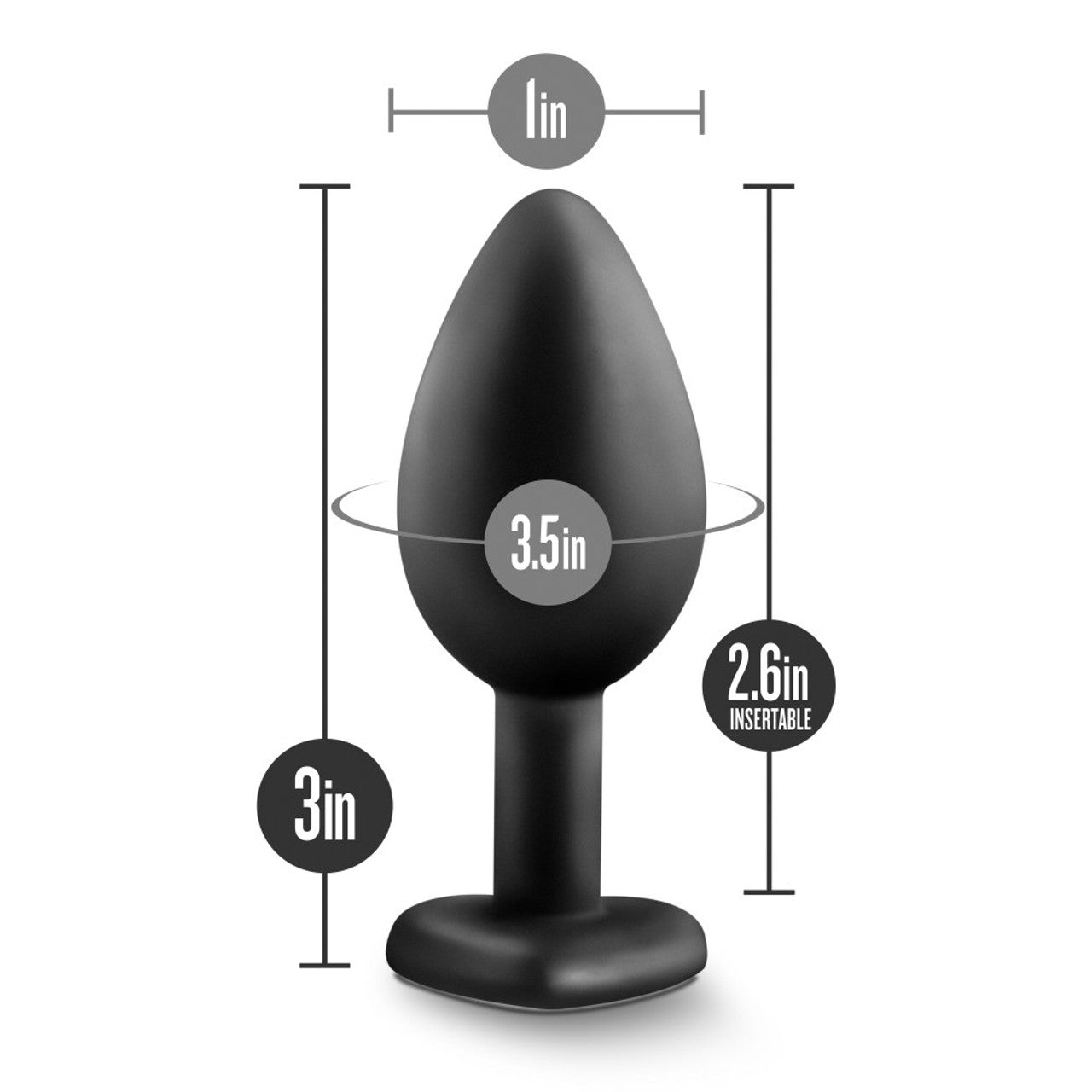 Temptasia Bling Jewel Silicone Plug - Black, Small - Thorn & Feather