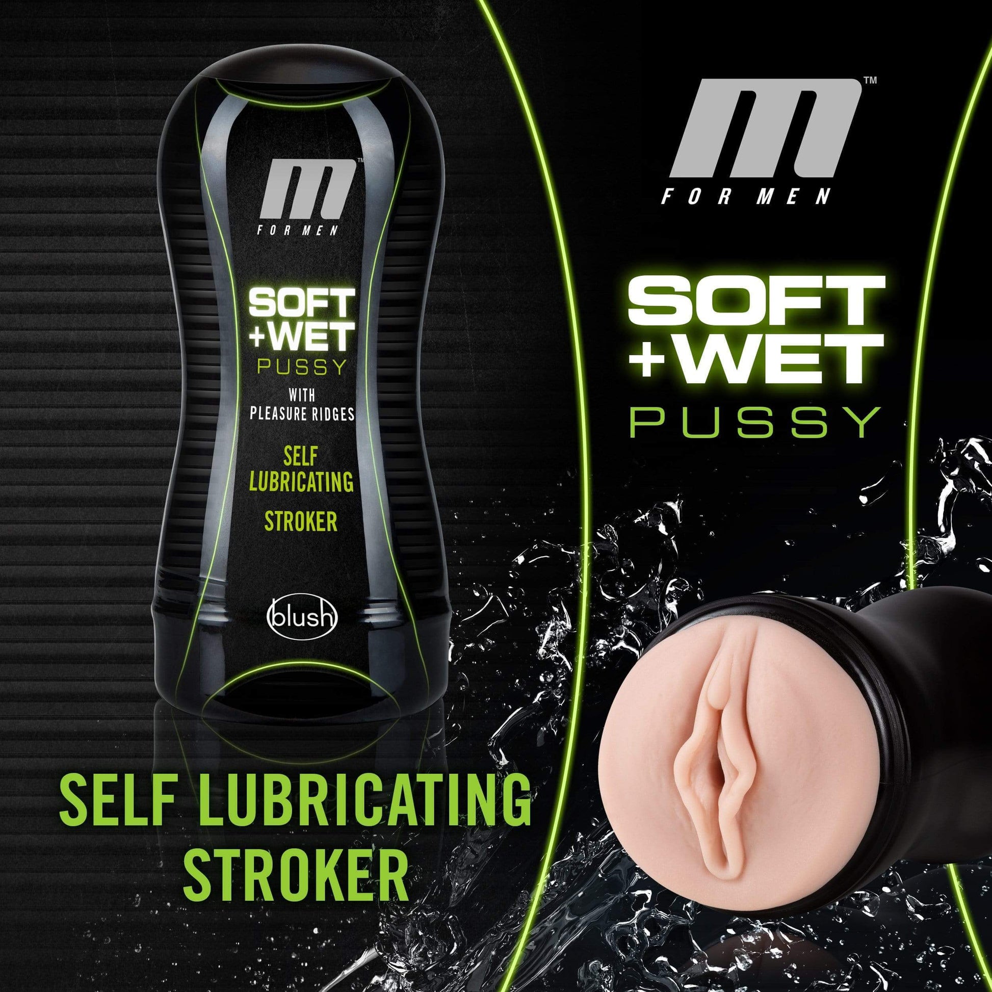 M for Men - Soft and Wet - Pussy with Pleasure Ridges - Self Lubricating Stroker Cup - Vanilla - Thorn & Feather