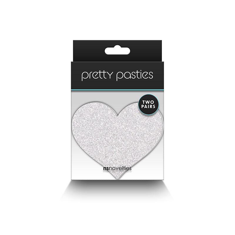 NS Pretty Pasties Glitter Hearts - Red/Silver, 2 Pair