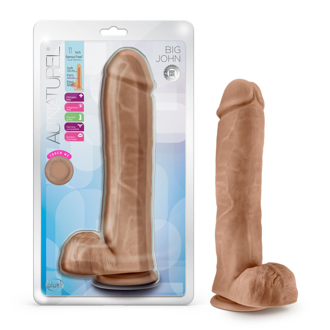 Blush Au Naturel Big John 11" Dildo - Mocha - Thorn & Feather