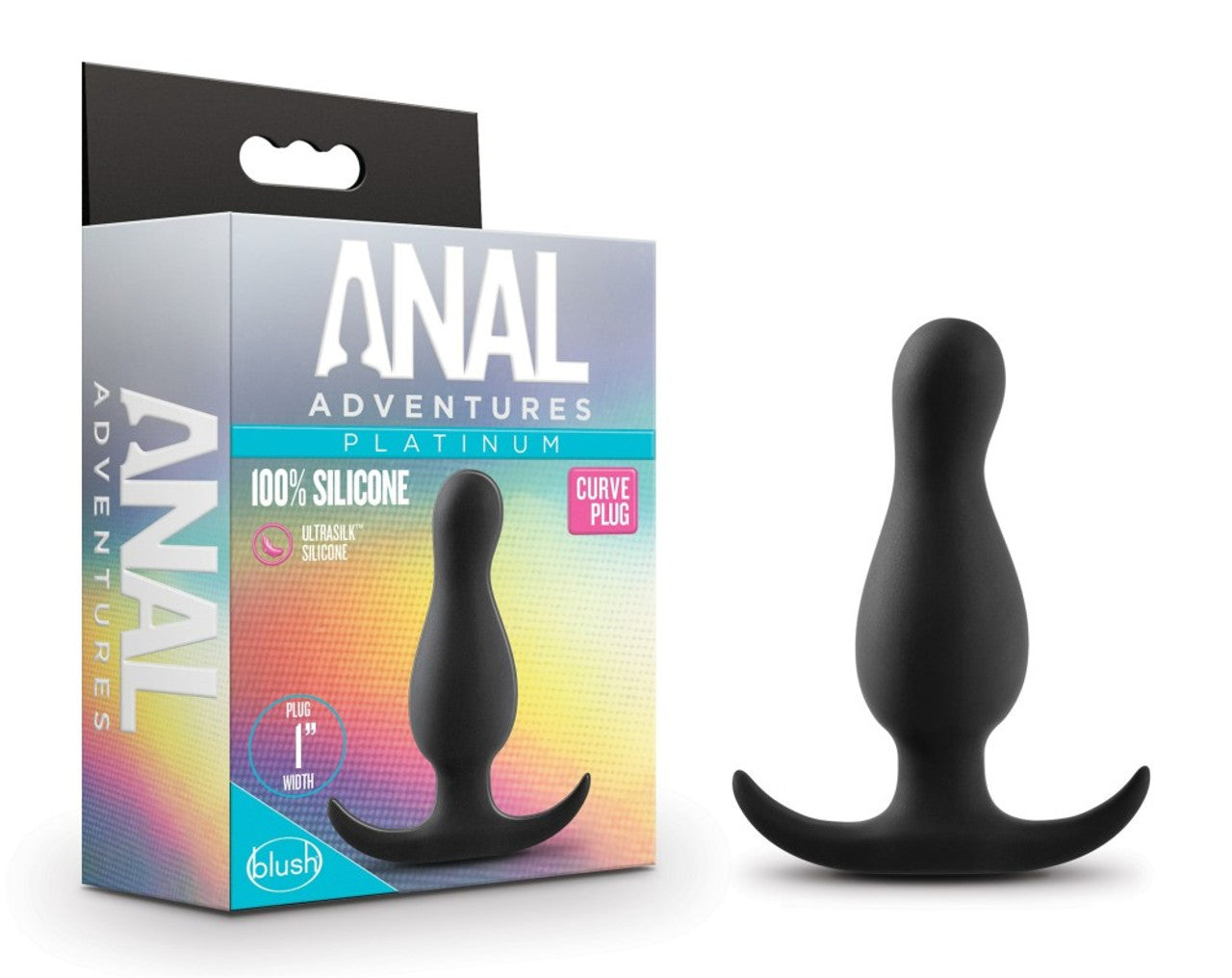 Anal Adventures Platinum Curve Silicone Butt Plug - Black - Thorn & Feather