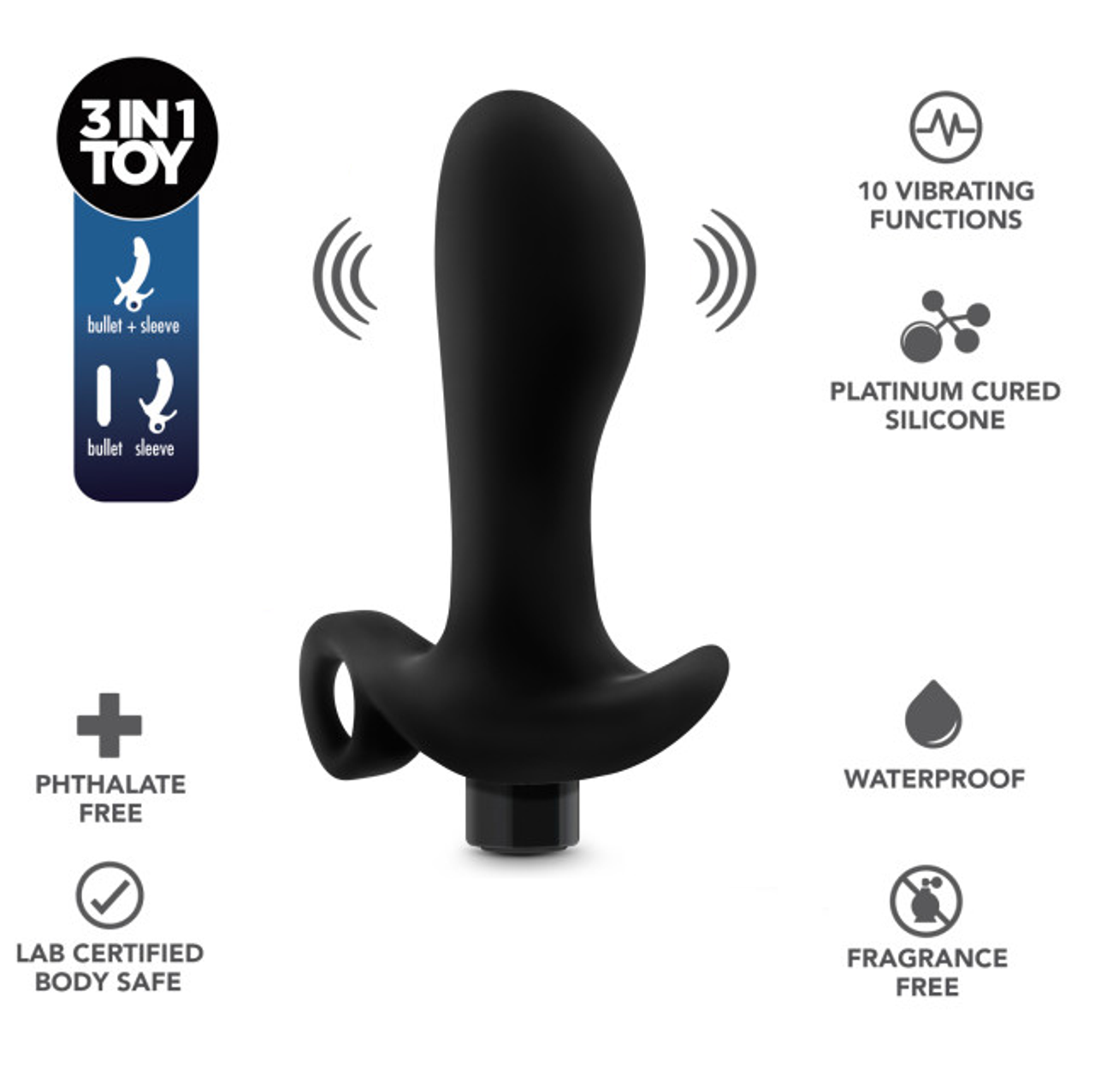 Silicone Vibrating Prostate Massager 01 - Black - Thorn & Feather