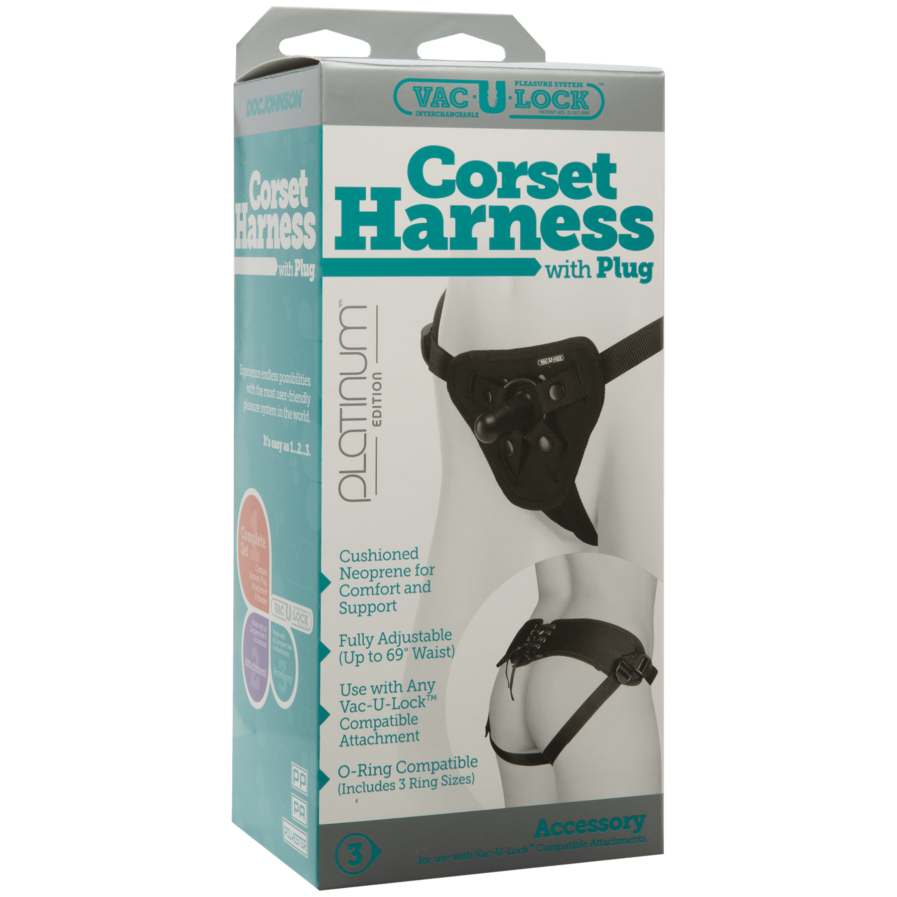 Vac-U-Lock Platinum Edition Corset Harness - Black - Thorn & Feather Sex Toy Canada