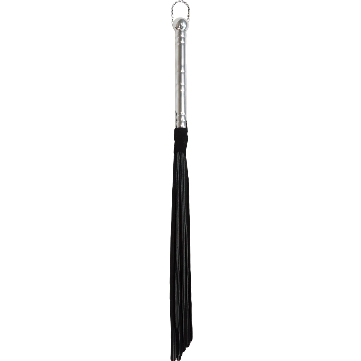 Punishment Black Whip with Silver Handle - Thorn & Feather Sex Toy Canada