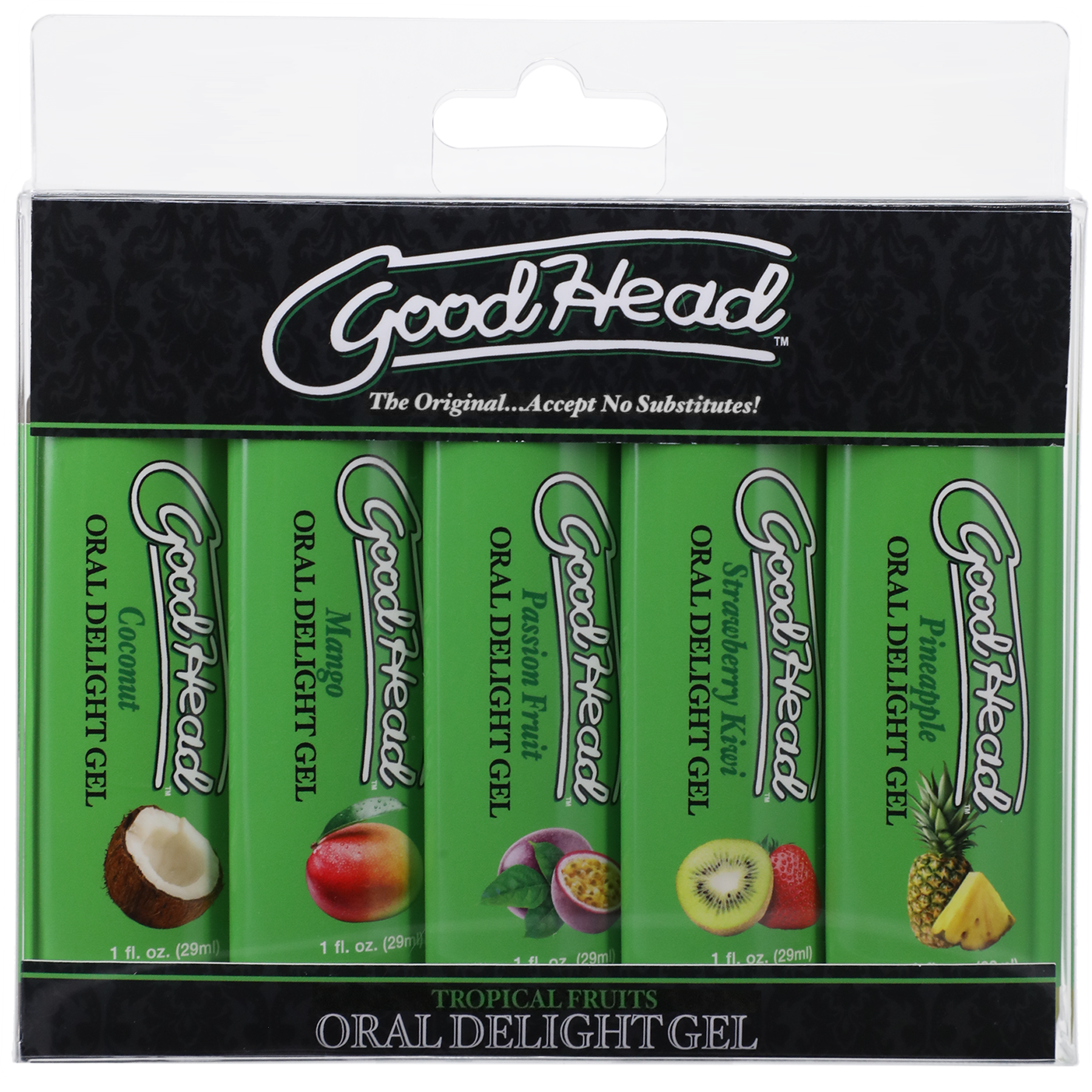 GoodHead Oral Delight Gel Tropical Fruits - 5 Pack, 1 fl. oz. - Thorn & Feather Sex Toy Canada