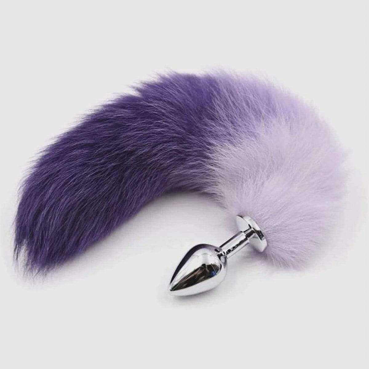 17" Purple Fox Tail Stainless Steel Plug - Thorn & Feather Sex Toy Canada