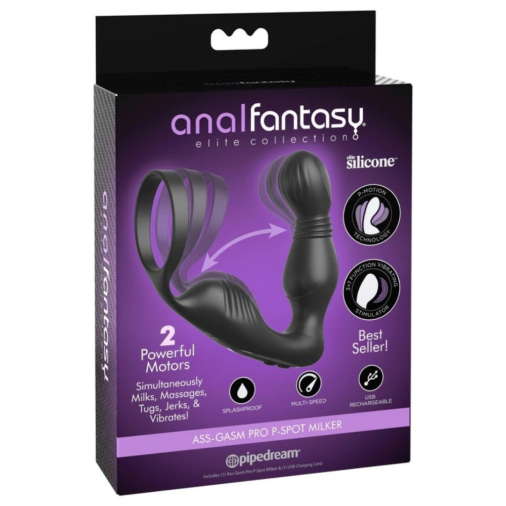 Anal Fantasy Elite Ass-Gasm Pro P-Spot Milker - Black - Thorn & Feather Sex Toy Canada
