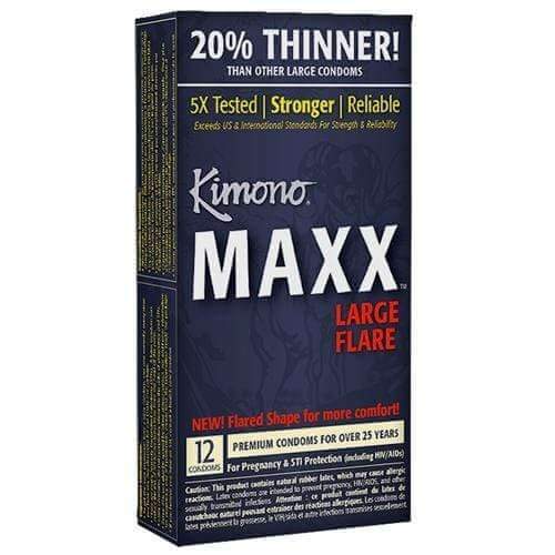 Kimono Maxx Large Flare Condoms - 12 Pack - Thorn & Feather Sex Toy Canada