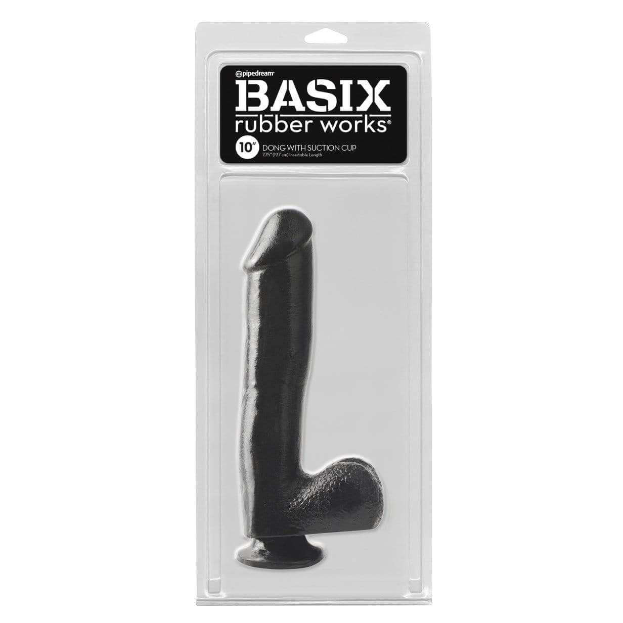 Basix Rubber Works 10 Dong with Suction Cup - Black - Thorn & Feather Sex Toy Canada