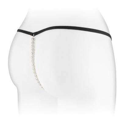 Venusina Thong w Pearls Black - Thorn & Feather Sex Toy Canada