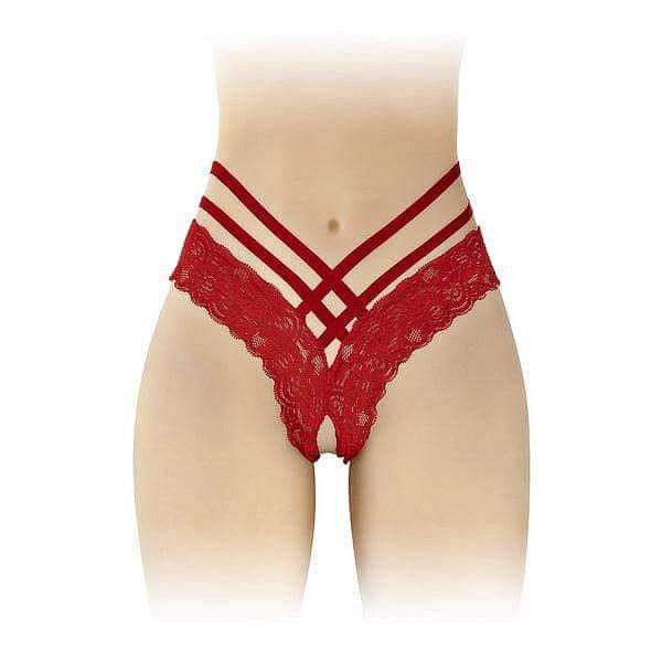 Anne Crotchless Thong Red - Thorn & Feather Sex Toy Canada