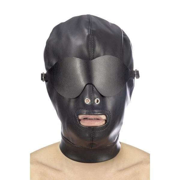BDSM Hood in Leatherette with Removable Mask - Thorn & Feather Sex Toy Canada