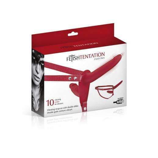 Vibrating Strap-On with Double Dildo - Thorn & Feather Sex Toy Canada