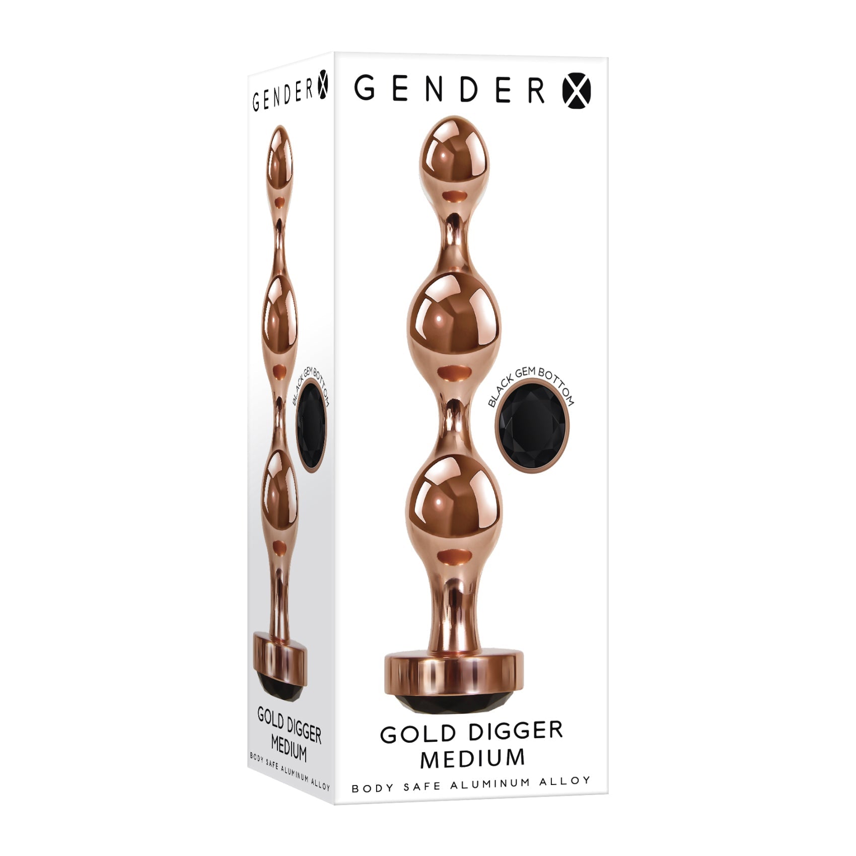 Butt Plug Gold Digger - Medium, Rose Gold/Black - Thorn & Feather Sex Toy Canada