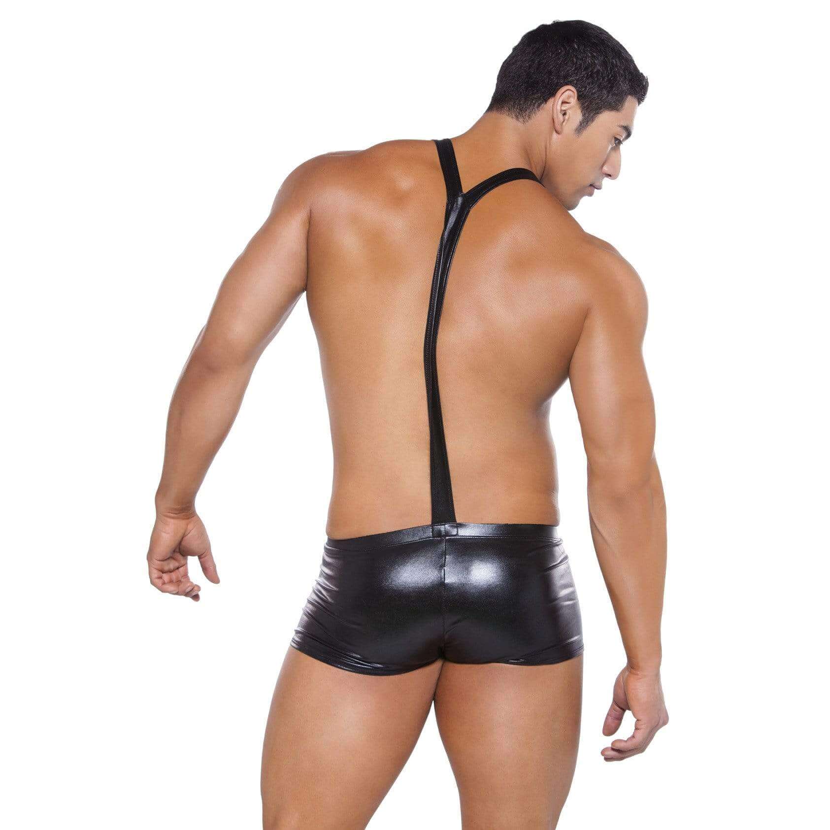 Zeus Wet Look Suspender Shorts - Black, O/S - Thorn & Feather Sex Toy Canada