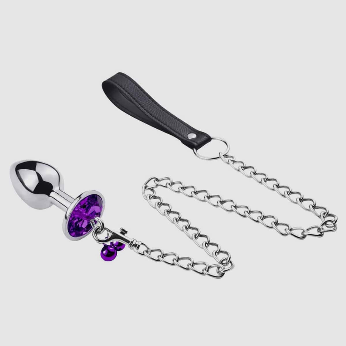 Shine Diamond Bell Plug with Leash - Purple, 3 Pcs Set - Thorn & Feather Sex Toy Canada