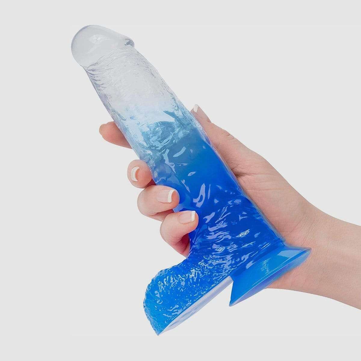 7" Two Tone Dildo with Balls - Blue - Thorn & Feather Sex Toy Canada