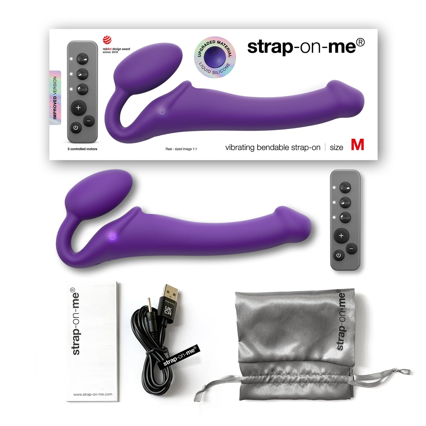 Strap On Me Vibrating Strap-on Remote Controlled 3 Motors - Purple
