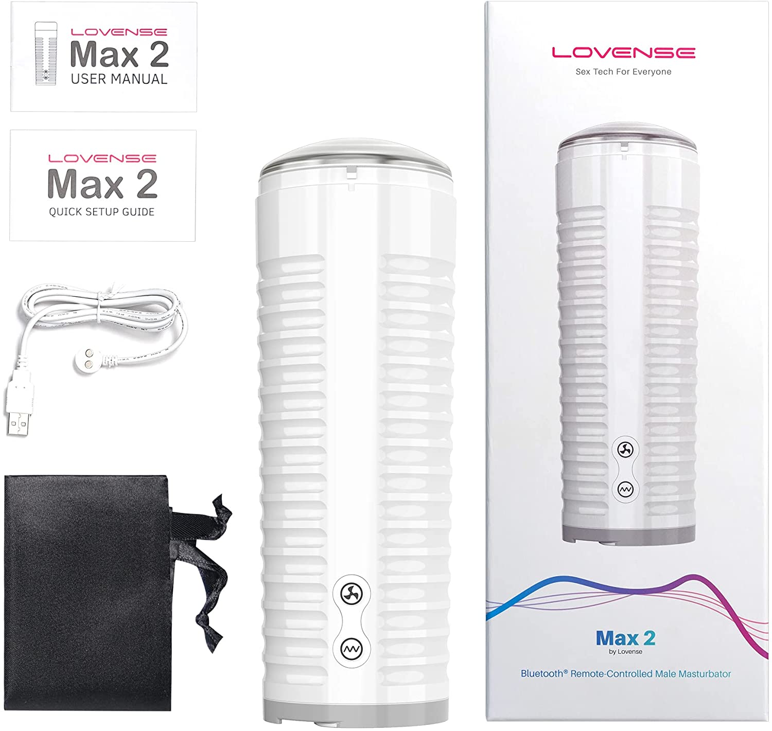 Lovense Max 2 Bluetooth Male Masturbator - White - Thorn & Feather Sex Toy Canada