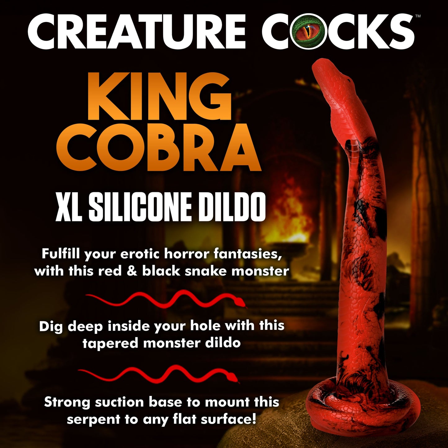 King Cobra X-Large 18" Long Silicone Creature Dildo