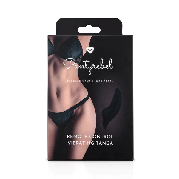 Pantyrebel Remote Control Vibrating Tanga – Black – One Size - Thorn & Feather Sex Toy Canada