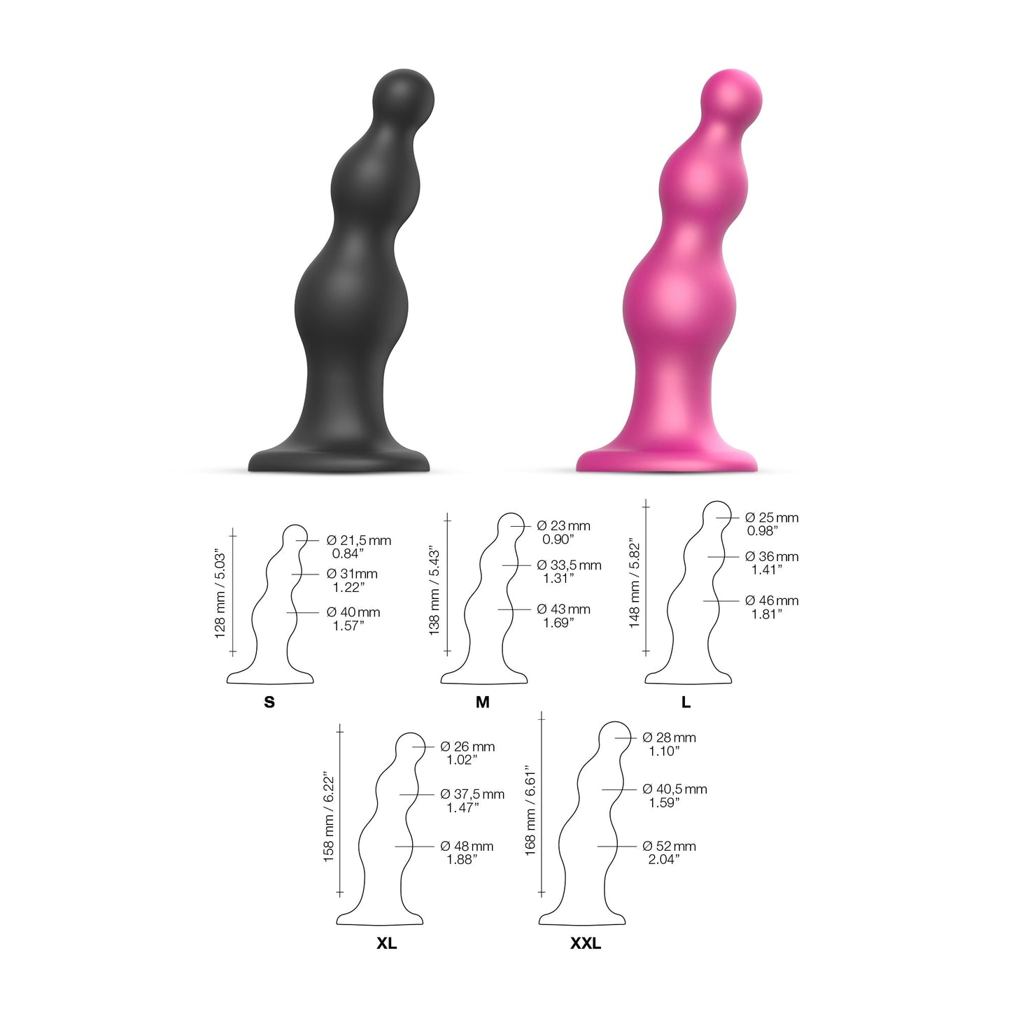 StrapOnMe Dildo Plug Beads - Metallic Raspberry Pink, L - Thorn & Feather Sex Toy Canada