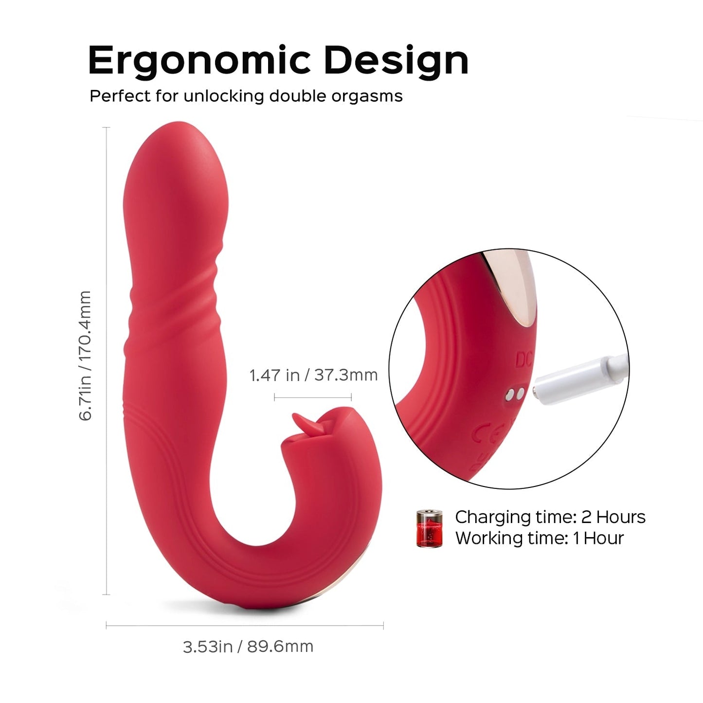 JOI THRUST Vibromasseur point G et lèche-clitoris à poussée contrôlée par application 