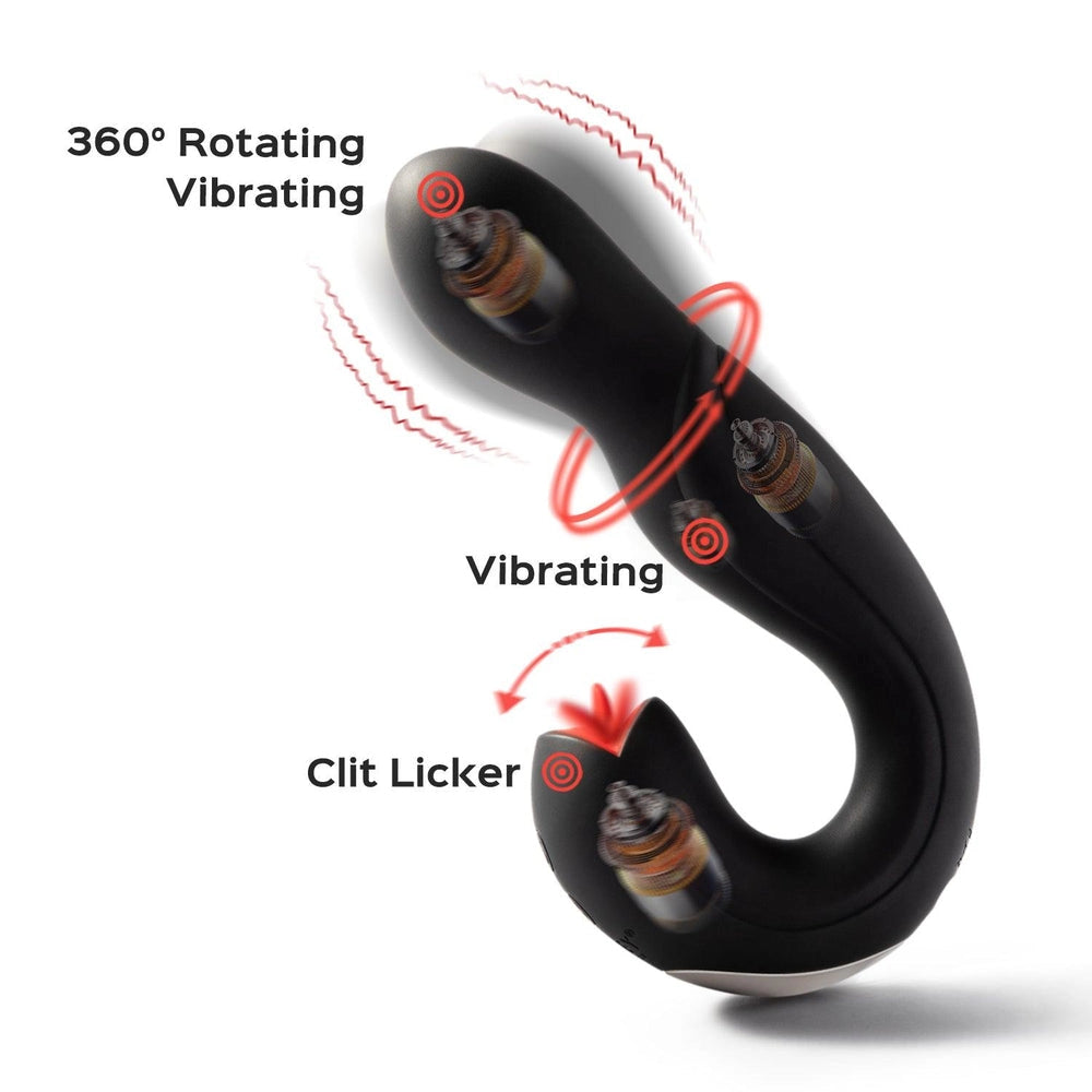 Vibromasseur point G et lèche-clitoris à tête rotative JOI PRO