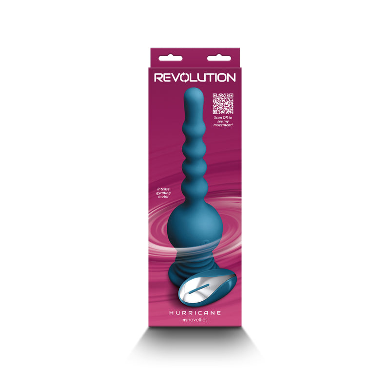 Vibromasseur anal rotatif Revolution Hurricane - Bleu sarcelle